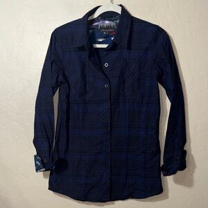 Pladra every day flannel women’s blue plaid button up shirt size small